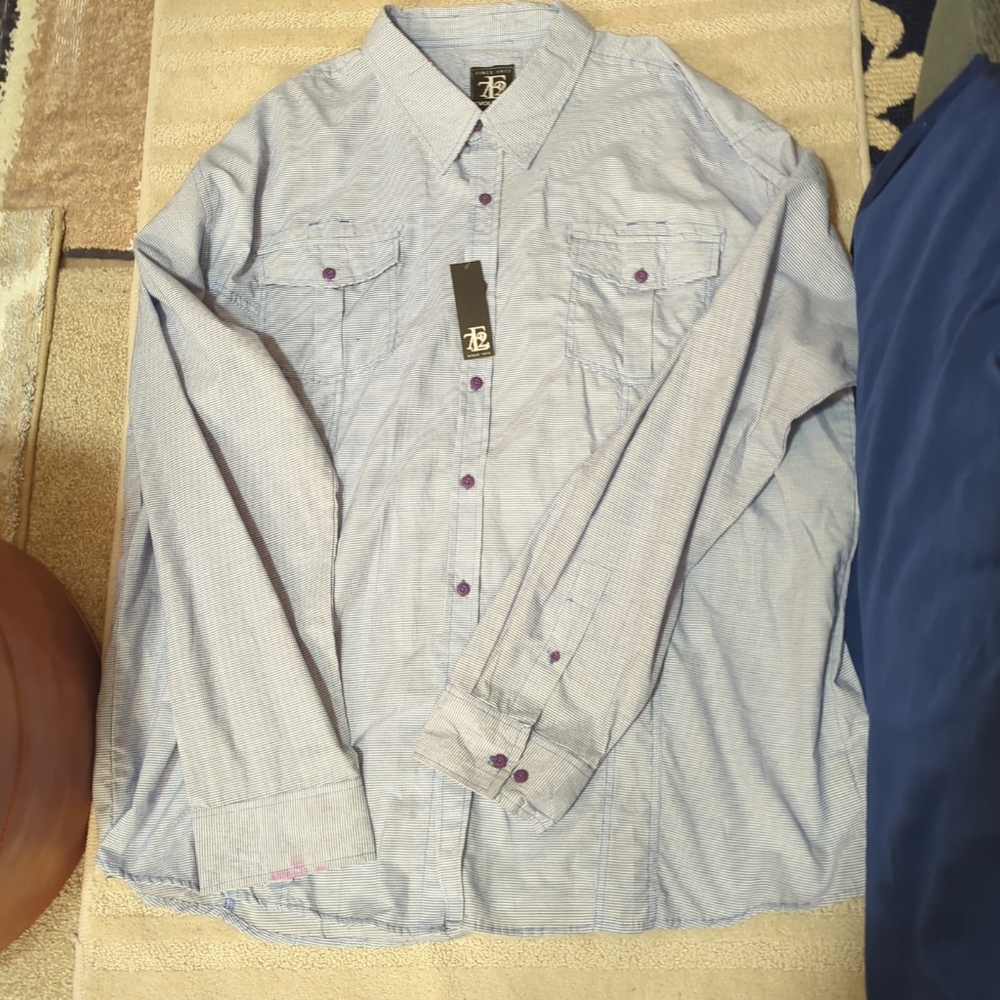 💙Evolution Sports Shirt Mens 6X Long Sleeve Button Up Blue Checks Big NWT - Picture 5 of 8